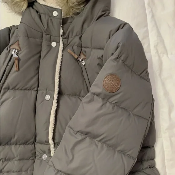 Ralph Lauren Gray Down Puffer Jacket parka with detachable Fur Hood size small - Picture 7 of 17